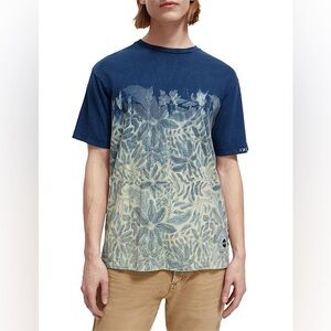 SCOTCH & SODA Washed Indigo Degrade Graphic Effect T-Shirt